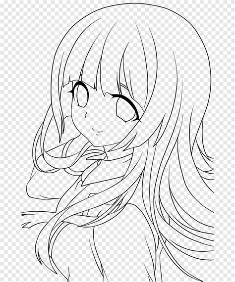 Line Art Drawing Anime Female Anime White Pencil Png Pngegg