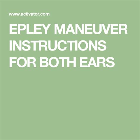 Epley Maneuver Instructions For Both Ears Epley Maneuver