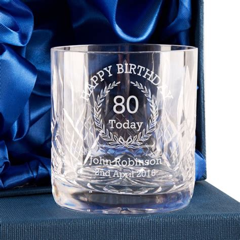 Recount 80th birthday funny old lady mugs. Personalised Crystal Whisky Glass, Happy 80th Birthday ...