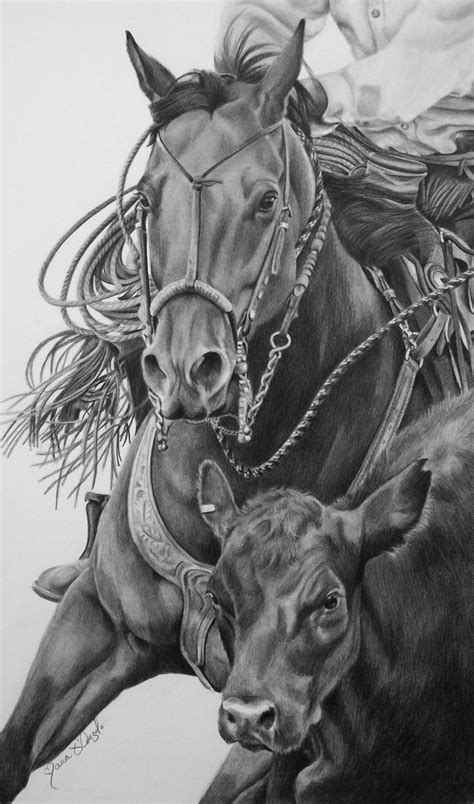 Southwest Roundup Cowgirl Art Horse Drawings Equine Art