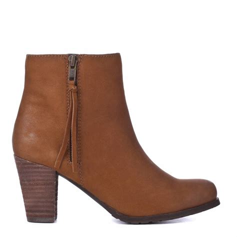tan leather ankle boots 7cm heel brandalley