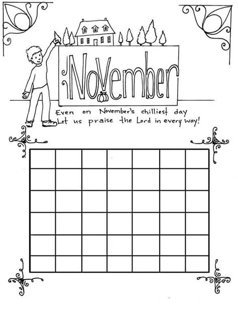 calendario para noviembre lindo para colorear imprimir e dibujar dibujos colorear