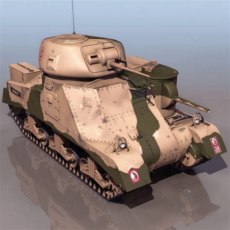 Amerikansk M3 Grant Medium Tank Free 3d Modell 3ds Open3dmodel