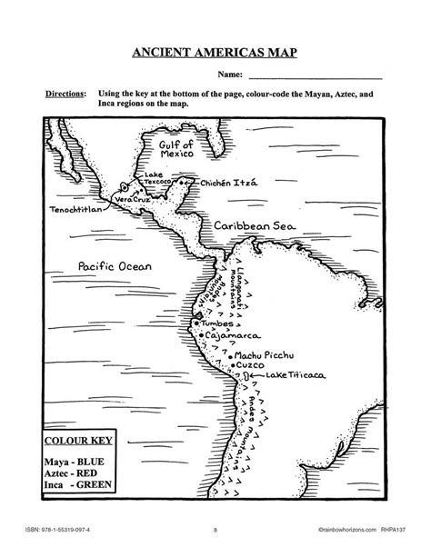 Ancient Maya Aztecs And Incas Ancient Americas Map Worksheet