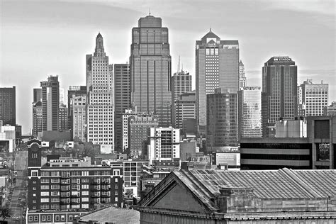 Kansas City Black And White From Above Photograph By