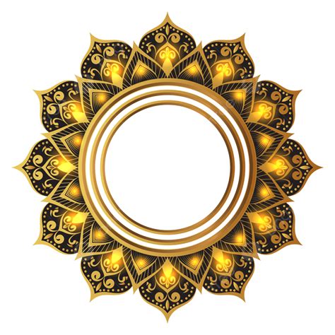Gambar Bingkai Lingkaran Emas Mewah Transparan Dengan Pola Melingkar Emas Mandala Antik Png
