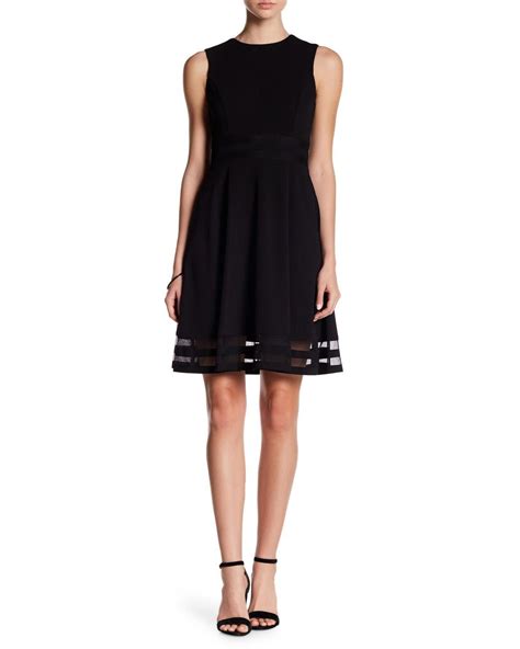 Calvin Klein Synthetic Fit And Flare Dress In Black Lyst