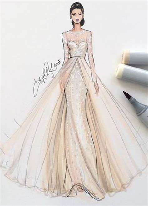 Fashion Illustration By Holly Nichols Monique Lhuillier Gown