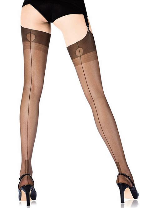 Bas Couture Gerbe Carnation 10 Deniers， Noir， Taille 5 Fully Fashioned Stockings