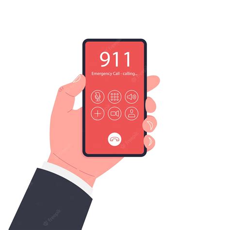 Emergency Call 911 Concept Hand Holding Mobile Phone Stock Vector