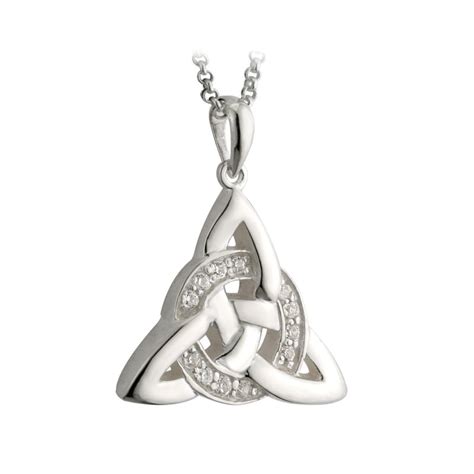 Silver Cubic Zirconia Celtic Knot Necklace Solvar Irish Jewellery