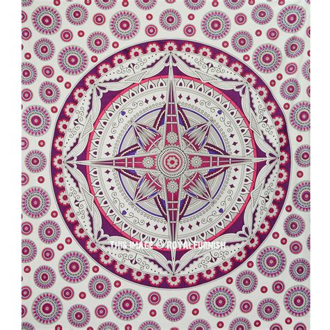 This wall art is a stylish piece that can add a touch of elegance to any room. Pink Purple Voyager Wall Tapestry Mandala Beach Throw ...