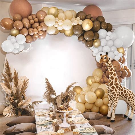 Amazon Com Sweet Baby Co Brown Balloon Garland Kit With Neutral Color Matte White Nude Beige