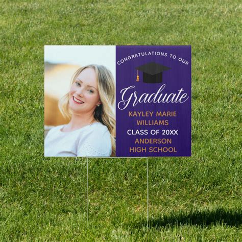 Congratulations Graduate Photo Purple Graduation Sign Zazzle
