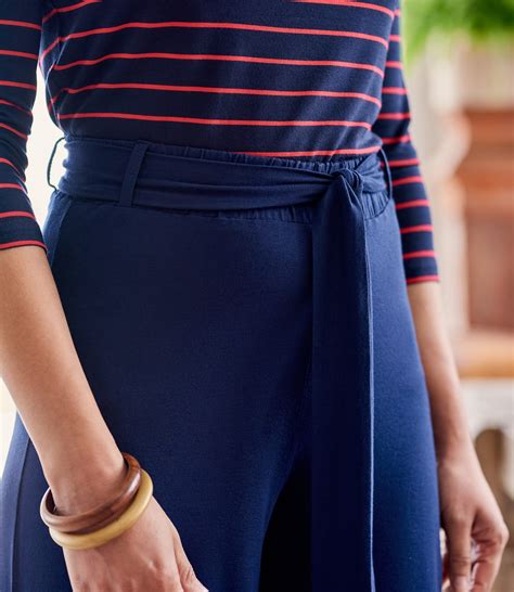 Navy Jersey Hose Mit Weitem Bein Aus Viskose Mit Geringem