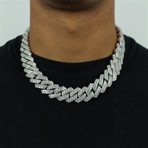19mm Iced Out Prong Chain In White Gold Jewlz Express