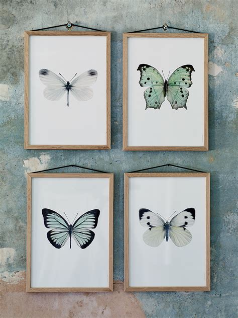 Four Medium Framed Butterfly Prints Decoração Home