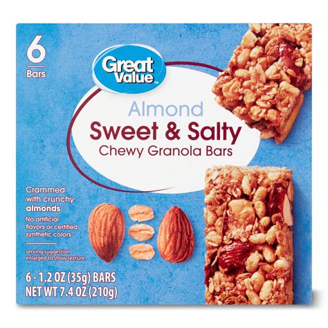 Great Value Sweet And Salty Chewy Almond Granola Bars 123 Oz 6 Count