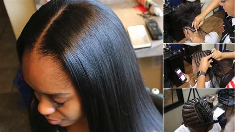How To Braid Pattern For A Middle Part Sew In Youtube
