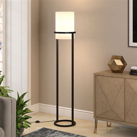 Evelynandzoe Casimir Contemporary Metal Torchiere Floor Lamp Black