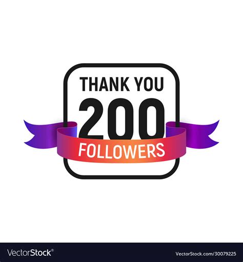 200 Followers Number With Color Bright Ribbon Vector Image