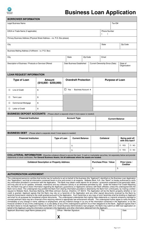 Business Loan Application Form Templates At