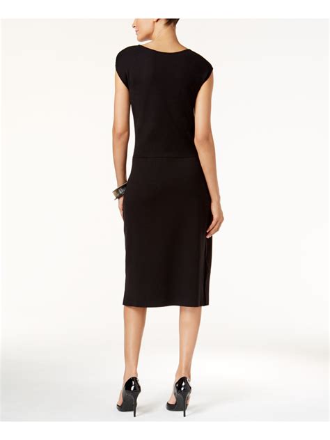 Alfani 110 Womens New 1201 Black Tie Midi Sheath Dress M Bb Ebay