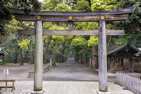 Torii Gate In Meiji Shrine Forest In Tokyo Japan A Torii Is A