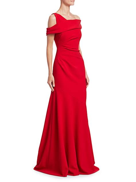 Theia One Shoulder Ruched Crepe Gown On Sale Saks Off 5th Gowns