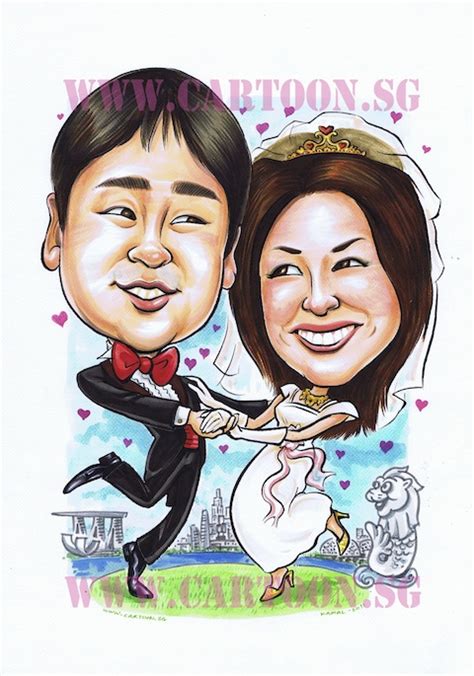 Let's skip the blender this time, okay? Japanese Couple - Wedding Caricature Drawing from ...