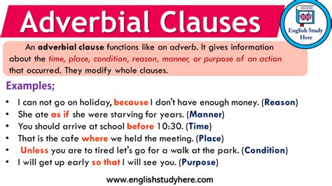 Adverbial Clauses English Study Here