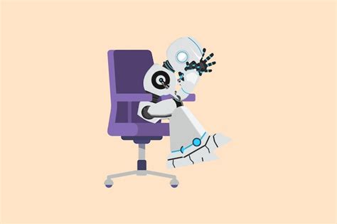 Premium Vector Business Flat Drawing Depressed Robot Holding His Head