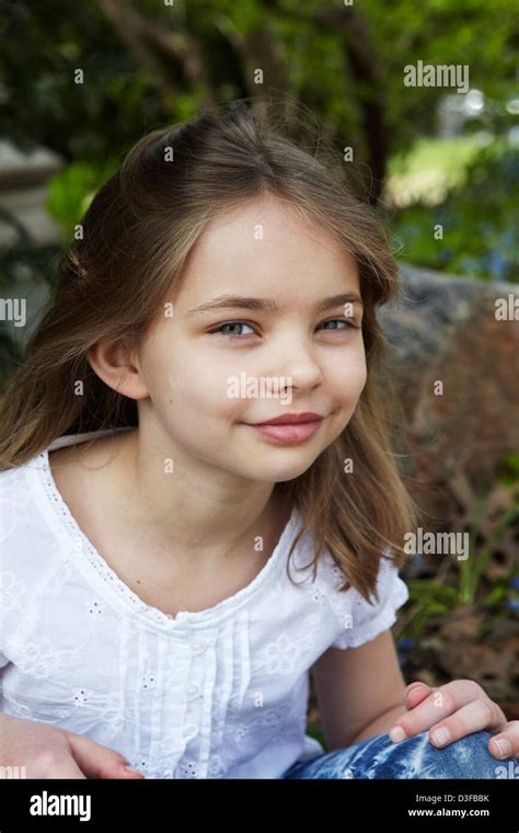 Portrait Of 8 Year Old Girl Stock Photo Alamy