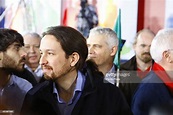 Close-up of Pablo Iglesias Turrión, the leader of the Spanish Podemos ...