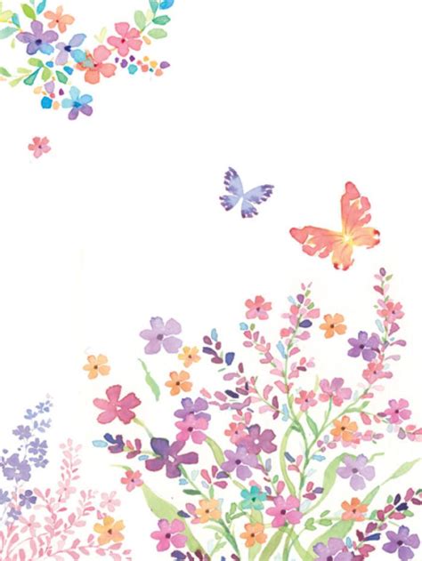 Small Flower With Butterfly Watercolor Flower Prints Watercolor