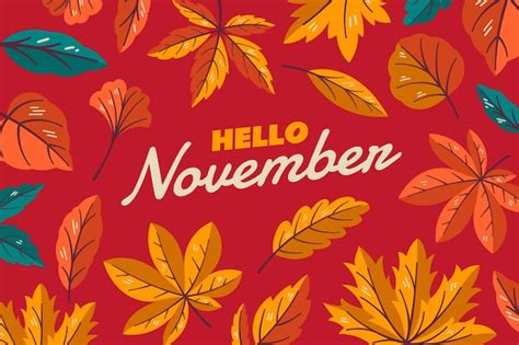 Free Vector Flat Hello November Background For Autumn