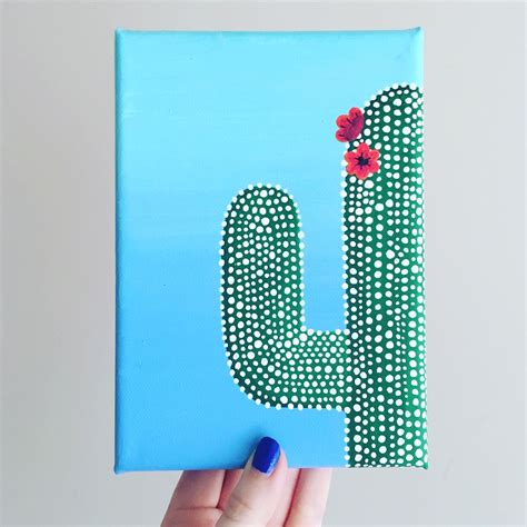 Blue Ombre Cactus Canvas, 5x7 in. Canvas | Cute canvas paintings, Mini canvas art, Canvas ...