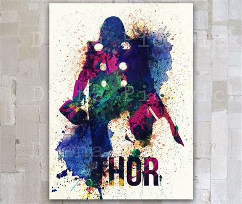 Thor A3 The Avengers Watercolor Poster Download Thor Marvel Comic