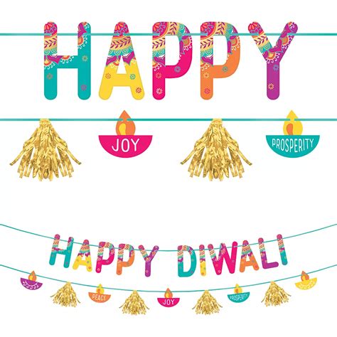 Metallic Gold Happy Diwali Letter Banner With Cutout Banner 5 34ft