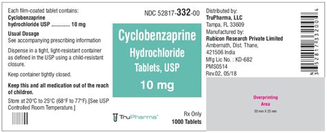 Cyclobenzaprine Hydrochloride Trupharma Llc Fda Package Insert