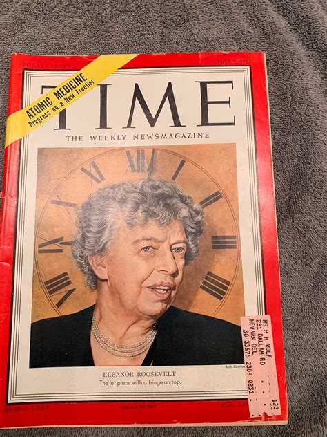 Vintage Time Magazine April 7 1952 Eleanor Roosevelt Etsy