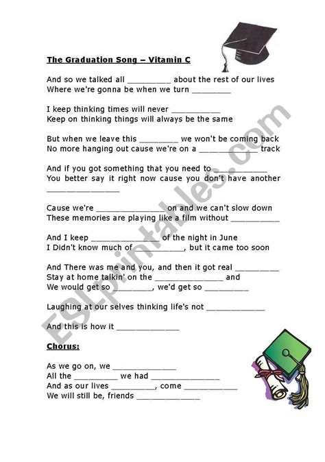 The Graduation Song Esl Worksheet By Bazza