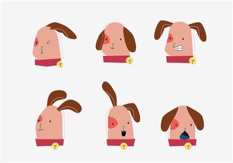 Cute Dog Puppy Head Emotion Vector Flat Illustration Download Free Vectors Clipart Graphics