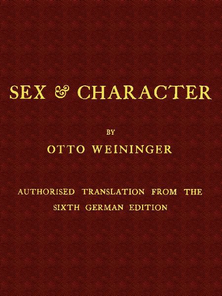 The Project Gutenberg Ebook Of Sex And Character By Otto Weininger