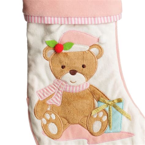 Personalised Baby Pink Teddy Bear Christmas Stocking Etsy