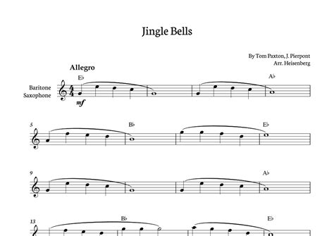 Jingle Bells For Baritone Saxophone With Chords Arr Heisenberg Sheet