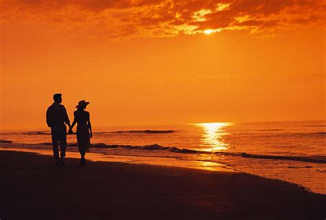 Romantic Couple Beach Couple Walking On Beach Love