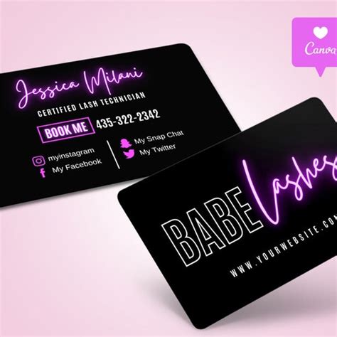 Business Card Template Modern Beauty Business Card Lashes Etsy