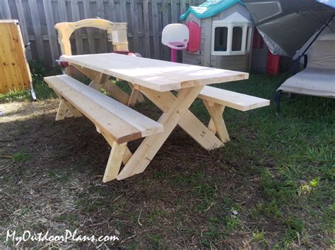 Diy Picnic Table With Detached Benches Myoutdoorplans
