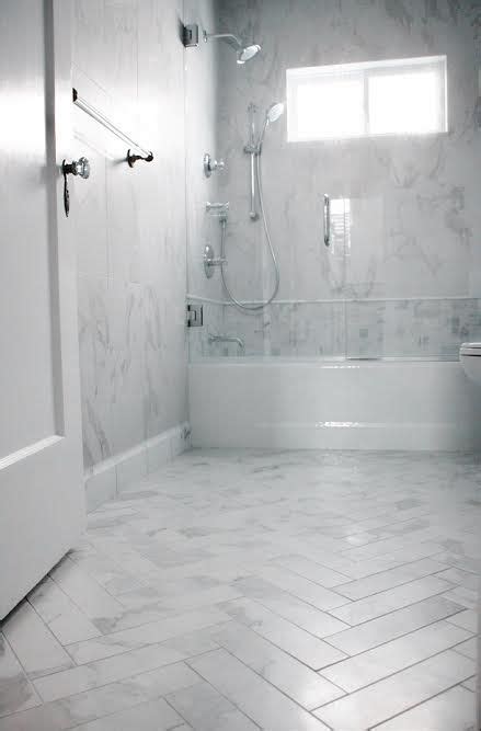 Custom Bathroom Remodeling Natural Stone Herringbone Tile